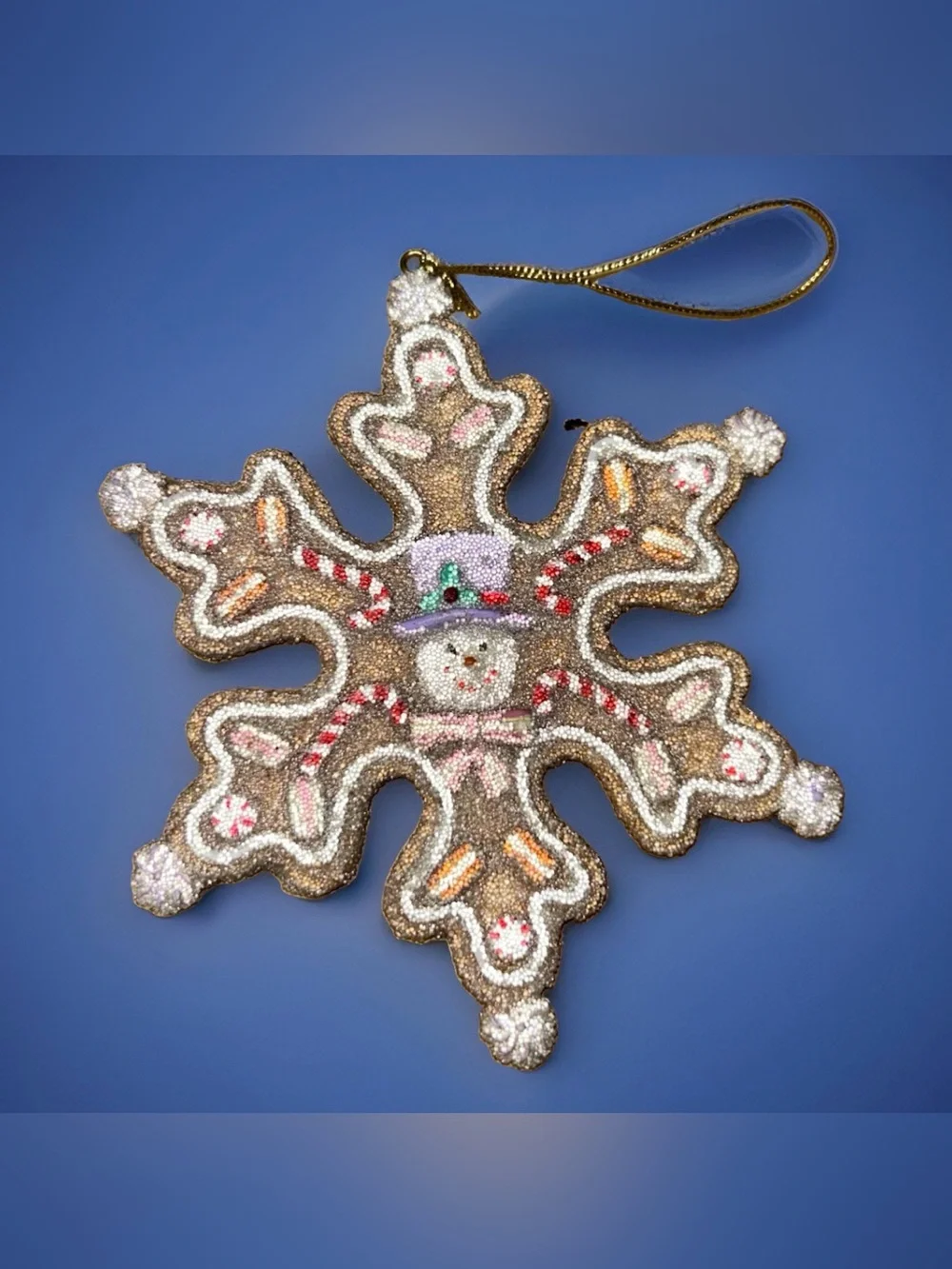 ENESCO Snowflake Christmas Ornament Glitter 5” Wood